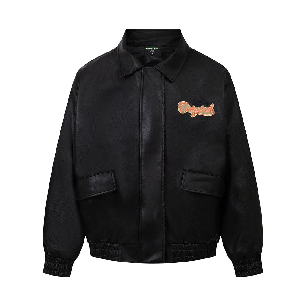 Blouson style street wear pour homme avec col retourné et broderies