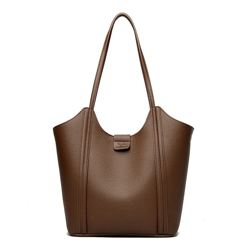 Elegant Women's Handbag Quality Leather Top-Handle Bag Ladies Solid Color Shoulder Crossbody Bag Casual Tote Purse Messenger Sac