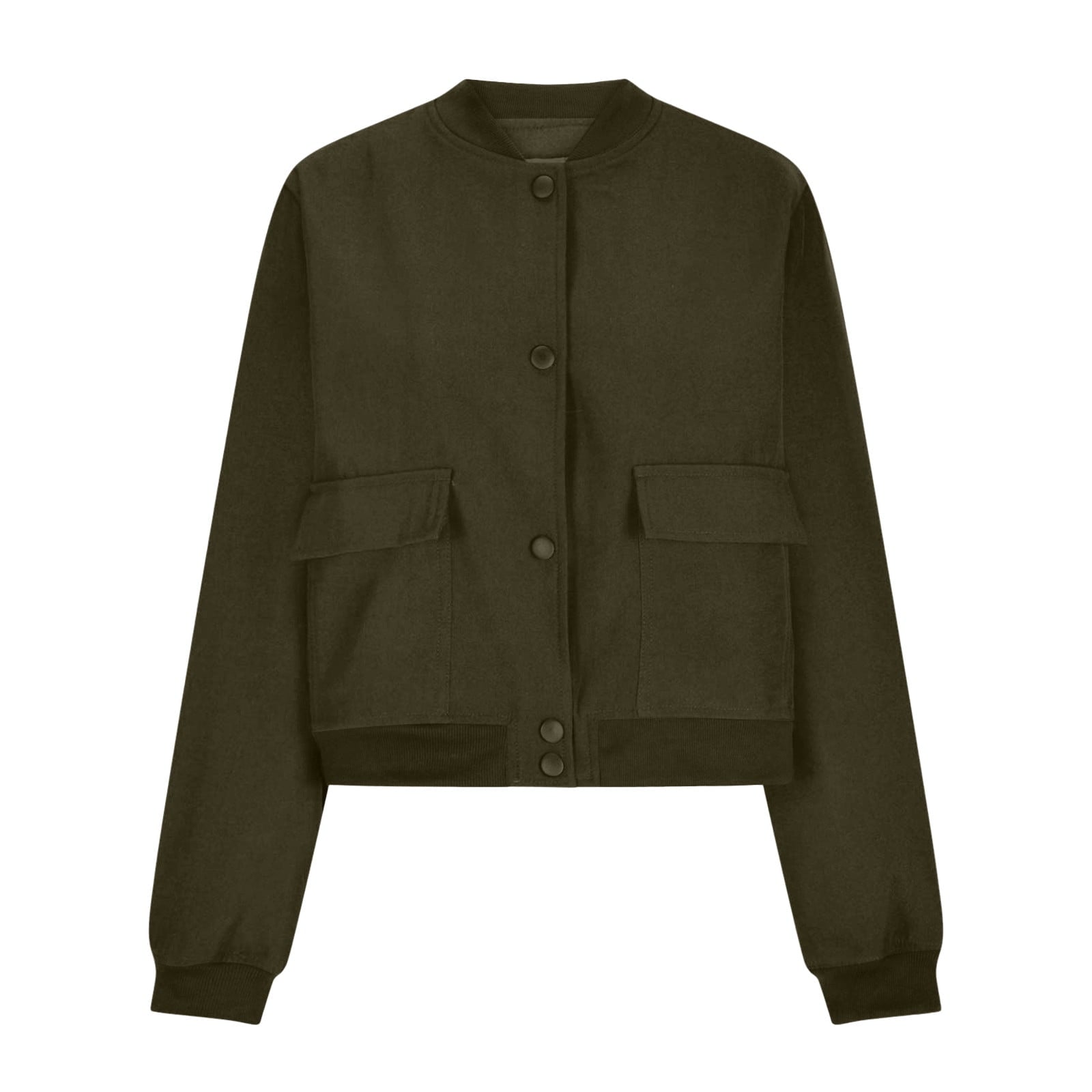 Karight Women's Spring Varsity Bomber Jackets Long Sleeve Cropped Button Down Casual Coat with Pockets Outwear